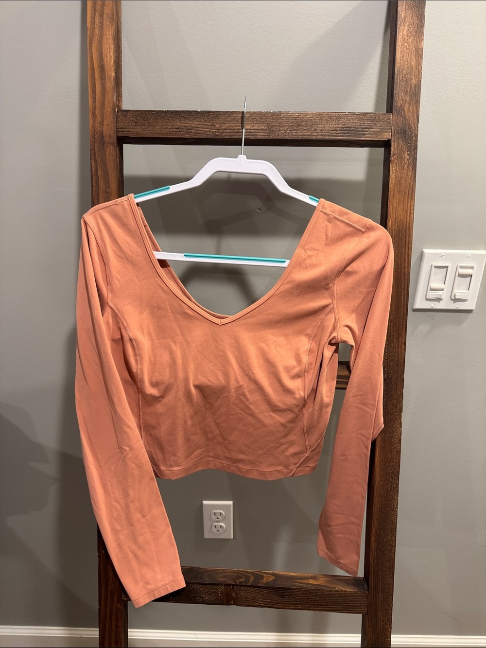lululemon athletica Long Sleeve V-Neck Crop Top - Rusty Peach